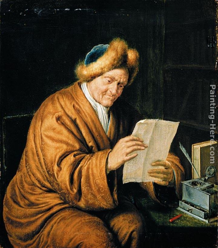 Willem Van Mieris An Old Man Reading